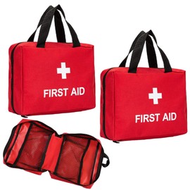 Medizin Aufbewahrungstasche, Leere Erste-Hilfe-Tasche, 2 Stücke Tragbar Medikamententasche, Große Kapazität, Für Hause, Auto, Outdoor, Camping, Wandern, Reisen, Rot (Leere Tasche)