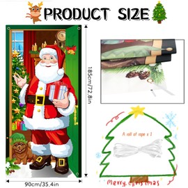 yikinb Christmas Door Cover Decorations, 73 x 36in Christmas Background, Wellcome Santa Claus Backdrop Photography Banner, Funny Christmas Decor for Indoor Outdoor Garden Door Table Wall Decoration