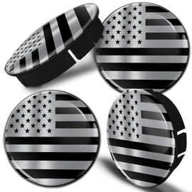 4 x 60mm 3D Universal Wheel Hub Centre Caps Center Rims Hubcaps USA United States of America American Star National Silver Flag C 109