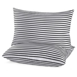 EIUE Bed Pillows for Sleeping 2 Pack Queen Size，Super Soft Down Alternative Microfiber Filled Pillows,Pillows for Side and Back Sleepers,20 x 30 Inches,Striped White Grey