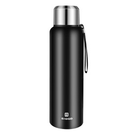 Insulated vacuum Thermo Bottle 1500ml/50.7oz with cup Stainless steel coffee bottles for hot and cold drink water flask.(Black,1500ml)