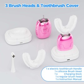 LIFMHYH Electric Toothbrush Adults U Shaped Automatic toothbrushes,360° Whole Mouth Cleansing 3 Cleaning Modes,Rechargeable, Waterproof (White)