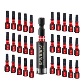 GEINXURN 30 Pieces T20 Impact-Resistant Screwdriver Bit Set 25 mm Length #20 Torx 1/4 Inch Hex Shank Drive Bits with 1 Piece 60 mm Magnetic Bit Holder, S2 Alloy Steel T20 Screwdriver Bits Set