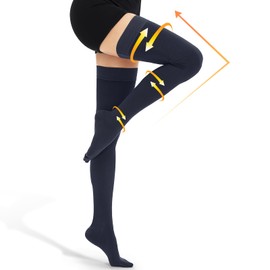 beister 15-20 mmHg Medical Compression Stockings with Dot Silicone Band, Closed Toe Thigh High Graduated Compression Socks for Women Men, Circulation Support Pressure Stockings for Varicose Veins, DVT