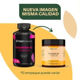 ⚡🌿 Vitamina B1 + Cúrcuma | Energía, Nervios y Metabolismo | 60 Cápsulas | VitalBotanics