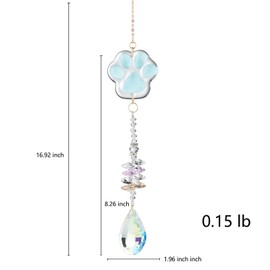 Cat Paw Crystal Suncatcher, Crystal Hanging Ornament, Hanging Sunlight Suncatcher, Rainbow Prism, Birthday Gift, Home Decoration (Light Blue)