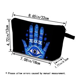 YULUENZE Hand Eye Pattern Present Evil Eye Makeup Bag Cute Small Organizer Bag with Zipper Evil Eye Print Cosmetic Bag Birthday Presents for Women Friends Sisters