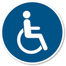 For wheelchair users or people with disabilities - based on DIN EN ISO 7010 / ASR A1.3 - sticker: diameter 20 cm