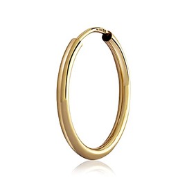 NKlaus Single Creole Earrings 333 Yellow Gold 8 Carat Gold Earrings 2.0 mm Thick Gold Ears, Yellow Gold