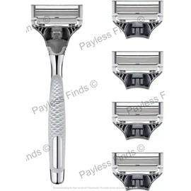 Harry's Wintson Men's Chrome Razor Set 5 Blade Refills, Winston Razor silver NEW