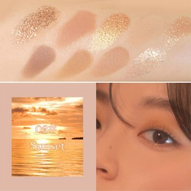 Erinde 10 Colors Eyeshadow Palette Makeup, Matte Shimmer Glitter Eye Makeup Palette, High Pigmented, Naturing-Looking, Blendable Long Lasting Eye Makeup Palette, Travel Size Makeup Pallet (02#Sunset)