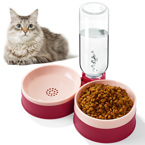 Cat Food Bowl, Cat Bowls Whisker Friendly with Water Dispenser