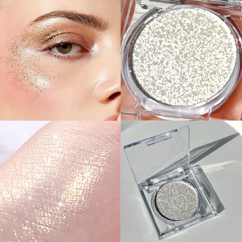 Glitter White Eyeshadow, Shimmer White Single Eye Make-Up Fine Powder