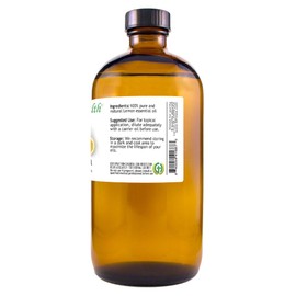 Lemon Essential Oil - 16 fl oz (473 ml) Amber Glass Bottle - 100% Pure Essential Oil - GreenHealth