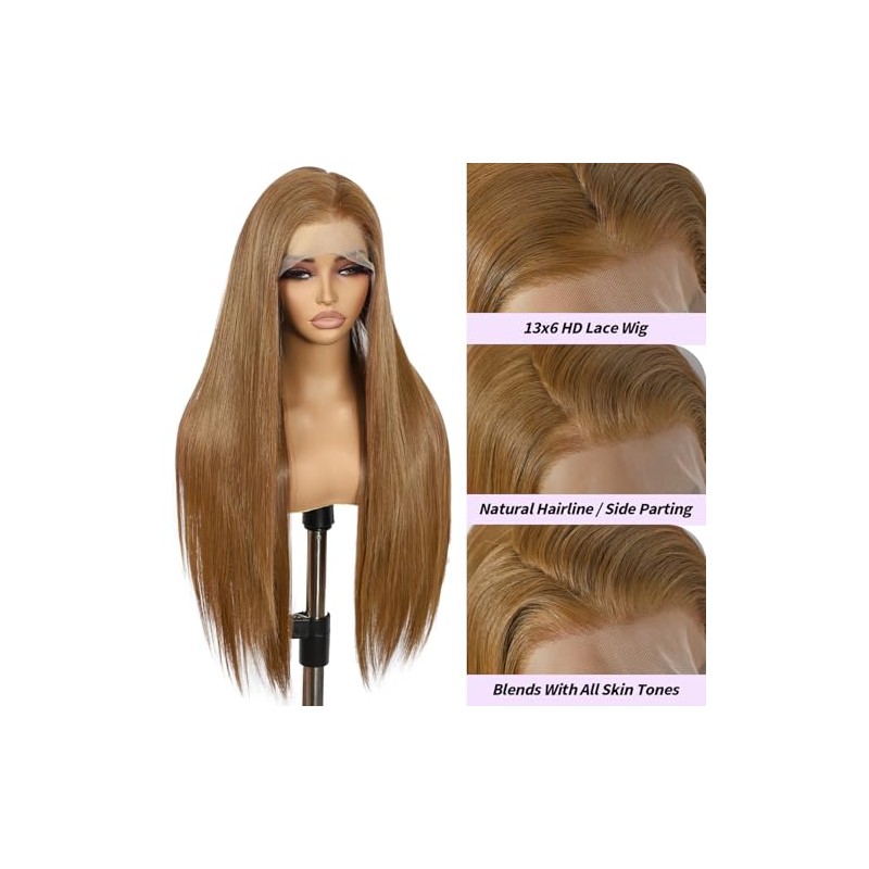 SAPPHIREWIGS 13×6 Recta Peluca Con Malla Frontal Ombre Pelo Marrón