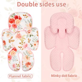 WINGHENLEE Infant Car Seat Insert, 2-in-1 Baby Car Seat Head Support for Newborn Girls Boys, Soft Baby Neck Support and Body Cushion for Car Seat, Stroller, Bouncer (Floral)