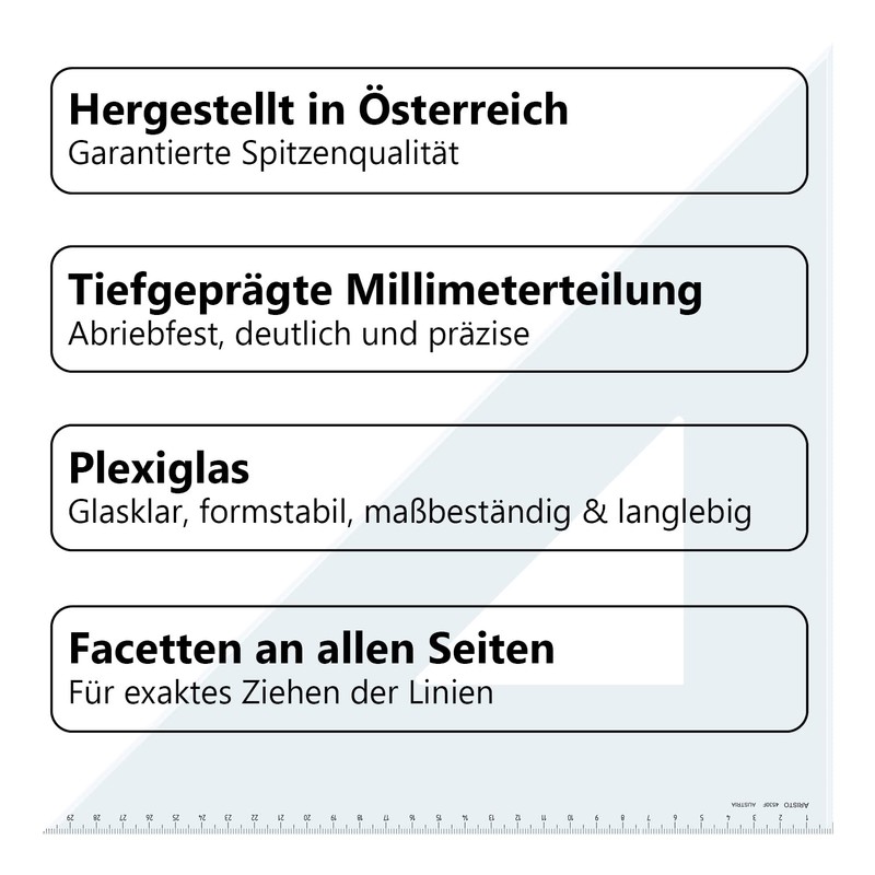 Aristo AR4530F 45° Set Square with Bevelled Edges