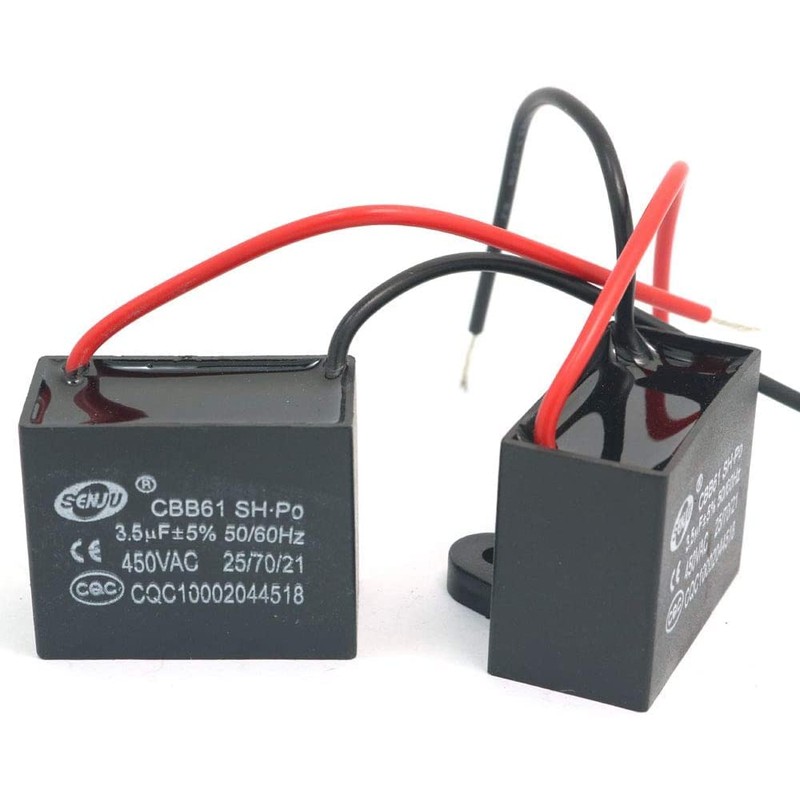 Fasizi 2Pcs CBB61 3.5uF 450V AC 50/60Hz Air Conditioner Fan