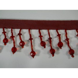 Conso 1 1/2" Lantern Beaded Fringe ~Red Lamp Costume Trim Crafts ~By the Yard