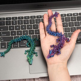 2PCS 3D Printed Dragon Eggs with Dragon Inside, Articulated Crystal Dragons for Home Office Desk Decor, Mystery Fidget for Adults Stress Relief Autism ADHD, Easter Basket Stuffers (Purple+Green)