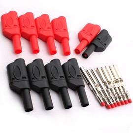 RUNCCI-YUN 10Pcs Insulated 4mm Banana plug Multimeter Test Leads 4mm Banana Plugs DIY Solder Stackable Connectors 4mm Banana Male with Banana Jack Adapters for Multimeter Test Leads Ends Probes