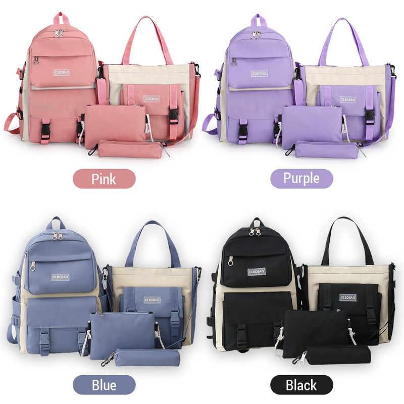 Four-piece Set Backpack Large Capacity Trendy Casual Bag Backpack Set