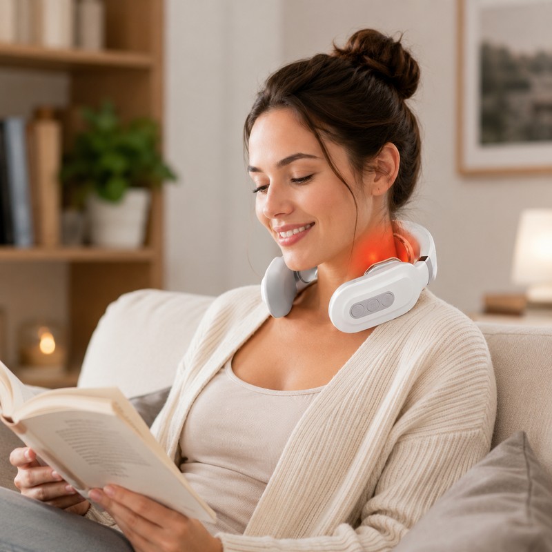 Heated Neck Massager for Relaxation – USB Rechargeable 4-Head Shoulder