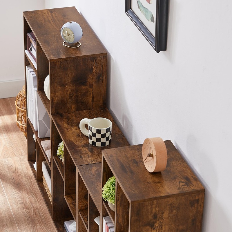 VECELO 3-Cube Small Bookshelf, Modern Bookcases with Shelves Height Up
