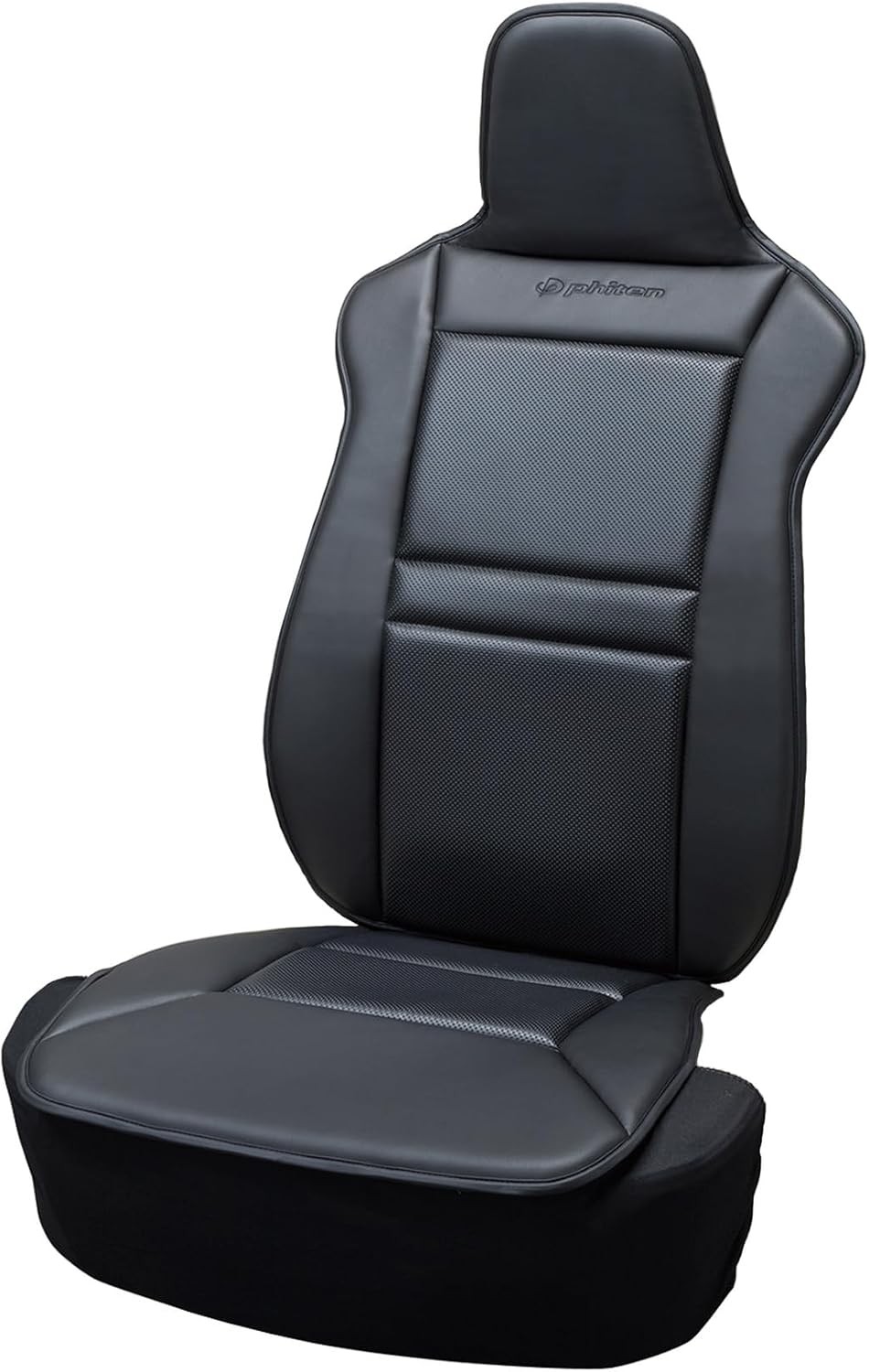 Bonform 4088-91BK - Funda de Asiento de Fibra de Carbono Aqua Titanio para Asiento de Auto, Color Negro, Phiten 4088-91BK