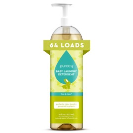 Puracy Liquid Baby Laundry Detergent - 1,4 Dioxane Free, Natural, Scent-Free Gentle Laundry Detergent Liquid Concentrate Laundry Pouch with Stain Fighting Enzymes (Baby- Free & Clear, 16oz)