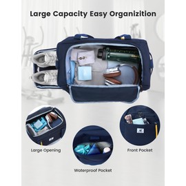 SKYSPER Men's 40L Small Travel Bag Gym Bag Sports Bag with Shoe Compartment and Wet Compartment for Gym, Sports, Travel, Swimming Pool, navy, Unisex