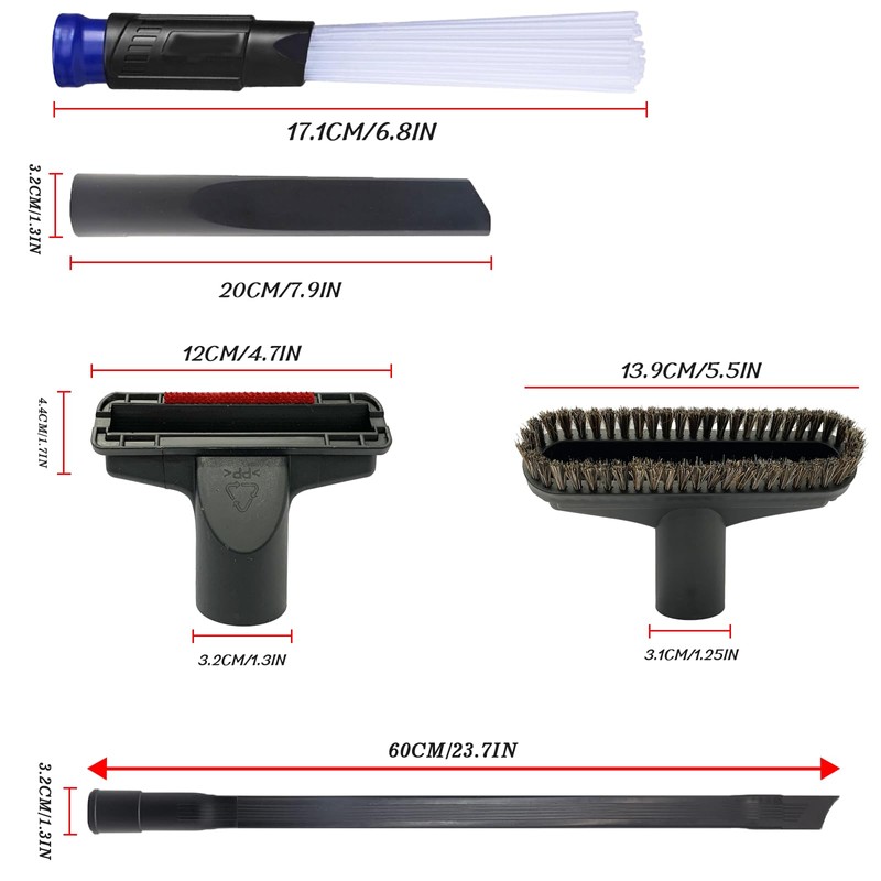 PRETEC Wet Dry Shop Vac Attachments Brushes for Vac Accessories,