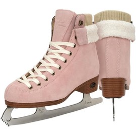 Riedell Ember Recreational Ice Skates for Women and Men - Comfortable Suede Leather Figure Skates with Lightweight PVC Outsoles and Fold-Over Collars - Blush - 4