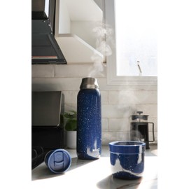 Ello Therma 32oz Insulated Stainless Steel Thermos for Hot & Cold Beverages with Leak Proof Lid & Built-in Cup, Triple Wall Insulation, Hot 24 Hrs, Perfect for Coffee,Tea, Dishwasher Safe, Blue