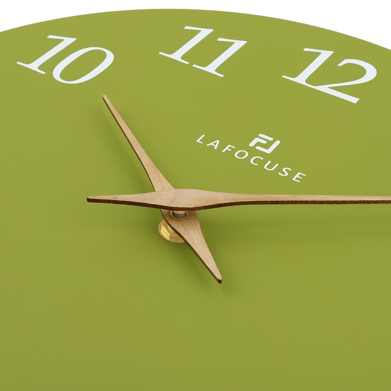 Lafocuse 12 Inch Silent Olive Green Wall Clock Battery Operated