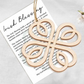 St. Patrick's Day Shamrock Ornament, Good Luck Clover Wooden Decoration with Story Card, Hanging Trefoil Pendant for Keyring, Tree, Home, and Irish Festival Decor