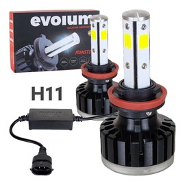 Evolum Monster Kit de Focos Led 12500 Lumenes Luz Blanca Automotriz Cuatro Caras Iluminación 360° Todas Las Medidas Auto Faros Delanteros Iluminación Principal (H11)