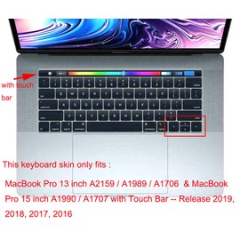 Soft Silicone English Language Keyboard Cover Skin Compatible with MacBook Pro 13 inch and 15 inch with Touch Bar Models: A2159 / A1989 / A1990 / A1706/ A1707 - Release 2019 2018 2017 2016- Light Pink
