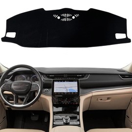 KEEGTBOX Cubierta para tapete de salpicadero para consola central interior personalizada compatible con Jeep Grand Cherokee L SUV 2021 2022 2023, accesorios (borde negro)