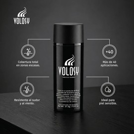 Volosy - Kit Microfibra de Queratina 27.5 g con Aplicador Tipo Bomba Fibras Capilares Naturales para Mayor Volumen y Densidad Visual Disimula Calvicie al Instante Unisex I Cafe Oscuro