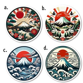 Biijo Mt. Fuji 02 Wave New Year Japanese Style Japanese Style Japan Sticker Waterproof and Heat Resistant Sticker (e, L Size (H x W x W): 5.3 x 5.3 inches (135 x 135 mm)