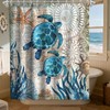 Final Friday Nautical Shower Curtain Teal Sea Turtles Theme Fabric