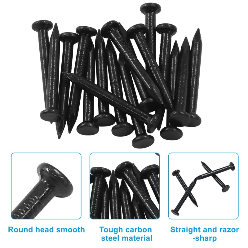 BokWin 60 Pack 1 Inch (25mm) Hardware Nails - Carbon