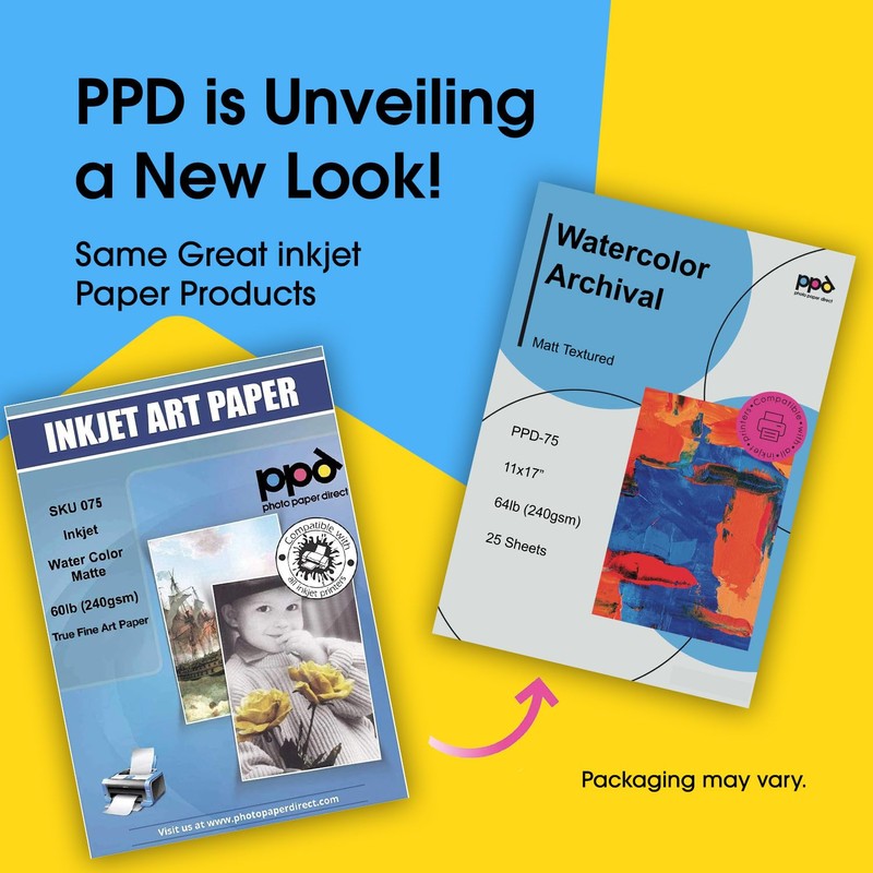 PPD Watercolor Printer Paper, 11 x 17 inches, 25 Sheets,