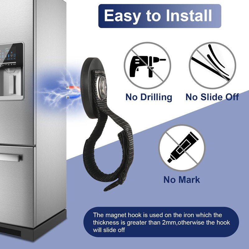 VZZNN 2 Pack Magnetic Hooks Straps, Utility Strong Garage Hooks,