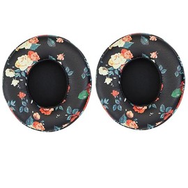 SINOWO Ersatz-Ohrpolster für Beats Solo 2 & Solo 3 kabellose On-Ear-Kopfhörer, Solo2 Solo3 Ohrpolster mit Geräuschisolierung, Memory-Schaum, weiches Protein-Leder (schwarze Blume)