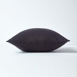 HOMESCAPES - 100% Cotton Plain Black Cushion Cover- 45 x 45 cm Square - 18 x 18 Inches - Sofa Cushion Pillow Cover - Washable