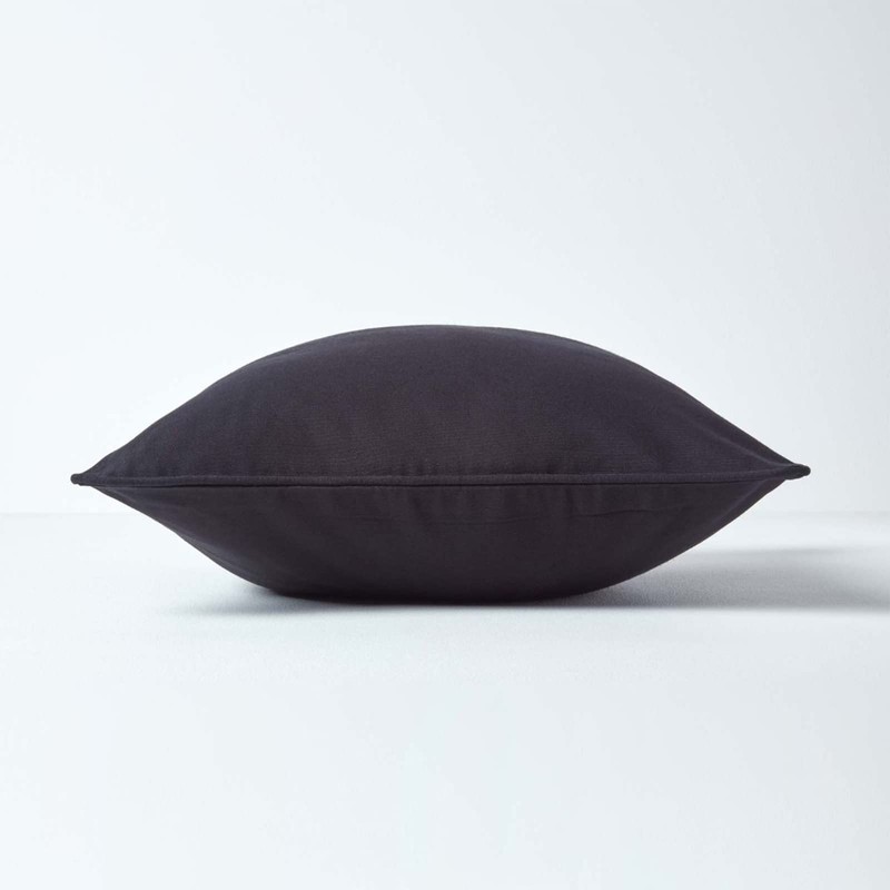 HOMESCAPES - 100% Cotton Plain Black Cushion Cover- 45 x