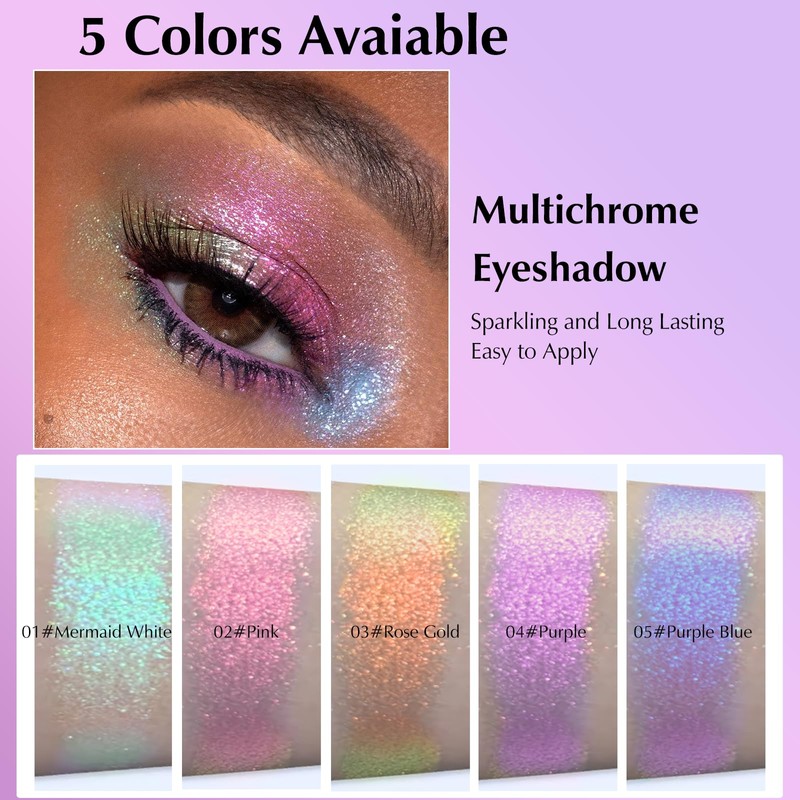 Wugbc Blue Glitter Eyeshadow Palette, Multichrome Chameleon Cream to Powder