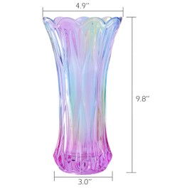 WHJY 9 inch Decorative Crystal Glass Colorful Flower Vase for centerpieces,Smoking, Flower Arrangements,Home Decor,Wedding or Gift Phoenix Tail Shape Thickened and Heavy